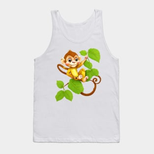 Cute Cartoon Monkey Climbing Trees Tank Top